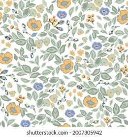 Vector classic and retro rose, flowers botanical illustration motif seamless repeat pattern digital file artwork home decor print or fashion fabric