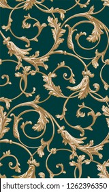 Vector classic seamless pattern background.Classical luxury old fashioned classic ornament,r wallpapers, textile, wrapping. Exquisite floral baroque template.emeral