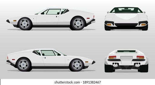 Vector Classic Sport Car set All sides