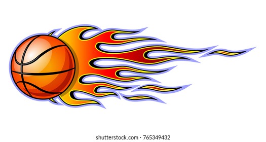 Vector classic tribal flame with basketball isolated on white background