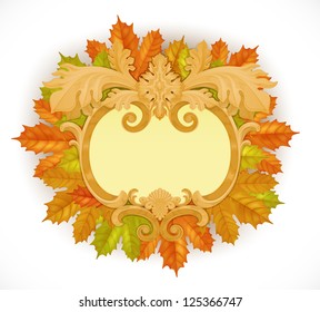 vector classic vintage frame with autumn leaves