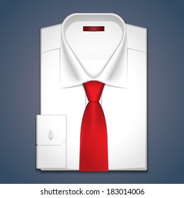 Vector classic white shirt with red tie