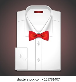 Vector classic white shirt with red bow-tie