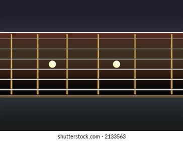 Vector classical acoustic guitar neck. Close-up view.