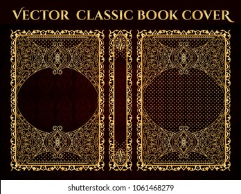 Vector classical book cover. Decorative vintage frame or border to be printed on the covers of books. Color can be changed in a few mouse clicks.