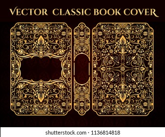 Vector classical book cover. Decorative vintage frame or border to be printed on the covers of books. Color can be changed in a few mouse clicks.