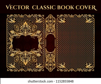 Vector classical book cover. Decorative vintage frame or border to be printed on the covers of books. Color can be changed in a few mouse clicks.