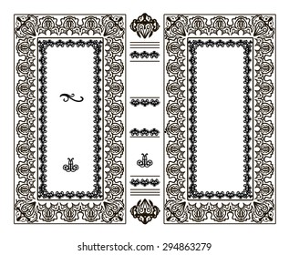 Vector classical book cover. Decorative vintage frame or border to be printed on the covers of books. Drawn by the standard size 