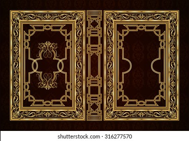 Vector classical book cover. Decorative vintage frame or border to be printed on the covers of books. Drawn by the standard size. Color can be changed in a few mouse clicks