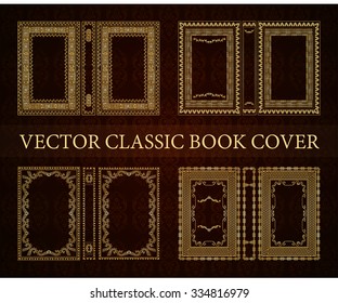 Vector classical book cover. Decorative vintage frame or border to be printed on the covers of books. Drawn by the standard size. Color can be changed in a few mouse clicks. Set of four covers