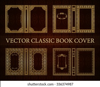 Capa do livro clássico vetor. Moldura decorativa vintage ou borda para ser impresso nas capas de livros. Desenhada pelo tamanho padrão. A cor pode ser alterada com alguns cliques do mouse. Conjunto de quatro capas