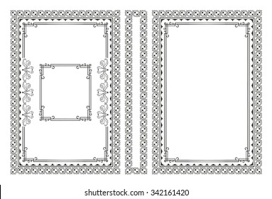 Vector classical book cover. Decorative vintage frame or border to be printed on the covers of books. Drawn by the standard size. Color can be changed in a few mouse clicks.