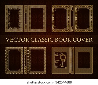 Vector classical book cover. Decorative vintage frame or border to be printed on the covers of books. Drawn by the standard size. Color can be changed in a few mouse clicks. Set of four covers