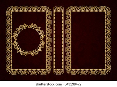 Vector classical book cover. Decorative vintage frame or border to be printed on the covers of books. Drawn by the standard size. Color can be changed in a few mouse clicks.