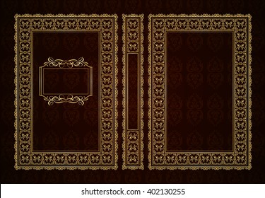 Vector classical book cover. Decorative vintage frame or border to be printed on the covers of books. Drawn by the standard size