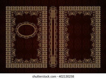 Vector classical book cover. Decorative vintage frame or border to be printed on the covers of books. Drawn by the standard size