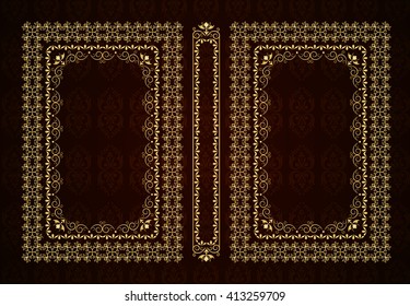 Vector classical book cover. Decorative vintage frame or border to be printed on the covers of books. Drawn by the standard size