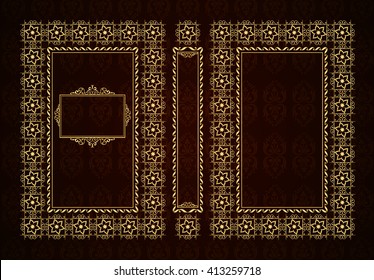 Vector classical book cover. Decorative vintage frame or border to be printed on the covers of books. Drawn by the standard size