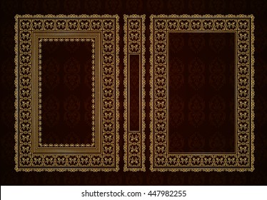 Vector classical book cover. Decorative vintage frame or border to be printed on the covers of books. Drawn by the standard size. Color can be changed in a few mouse clicks.