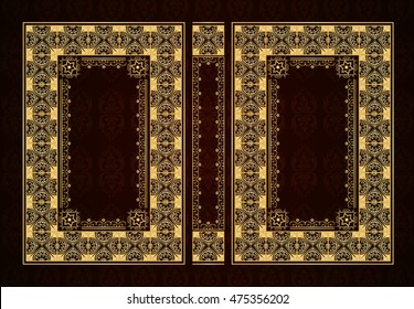 Vector classical book cover. Decorative vintage frame or border to be printed on the covers of books. Drawn by the standard size