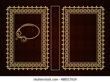 Vector classical book cover. Decorative vintage frame or border to be printed on the covers of books. Drawn by the standard size