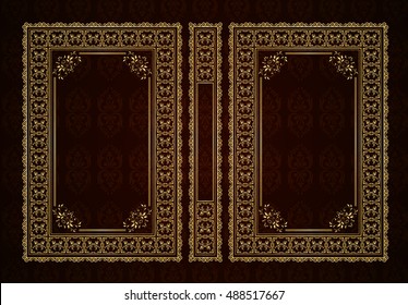 Vector classical book cover. Decorative vintage frame or border to be printed on the covers of books. Drawn by the standard size