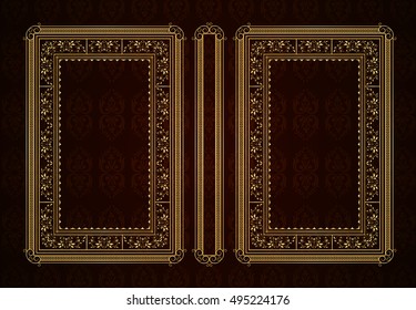 Vector classical book cover. Decorative vintage frame or border to be printed on the covers of books. Drawn by the standard size