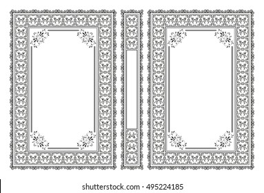 Vector classical book cover. Decorative vintage frame or border to be printed on the covers of books. Drawn by the standard size