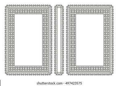 Vector classical book cover. Decorative vintage frame or border to be printed on the covers of books. Drawn by the standard size