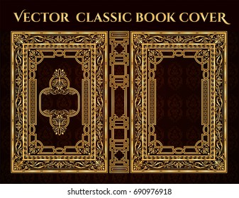 Vector classical book cover. Decorative vintage frame or border to be printed on the covers of books. Drawn by the standard size. Color can be changed in a few mouse clicks.