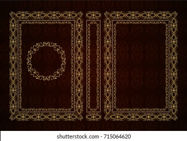 Vector classical book cover. Decorative vintage frame or border to be printed on the covers of books. Drawn by the standard size. Color can be changed in a few mouse clicks.