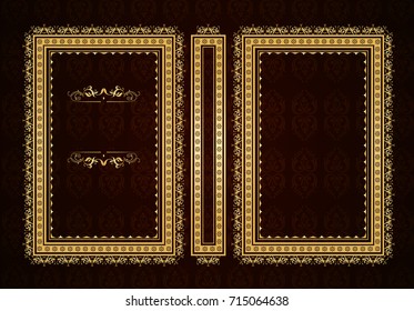 Vector classical book cover. Decorative vintage frame or border to be printed on the covers of books. Drawn by the standard size. Color can be changed in a few mouse clicks.