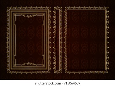 Vector classical book cover. Decorative vintage frame or border to be printed on the covers of books. Drawn by the standard size. Color can be changed in a few mouse clicks.