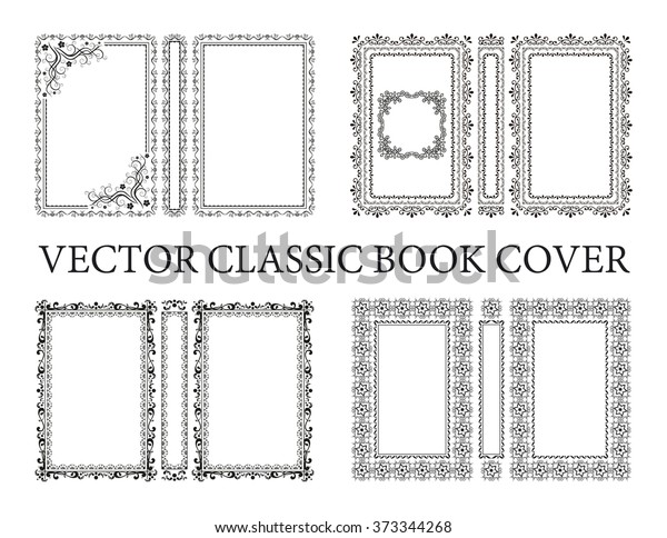 Vector classical book cover. Decorative vintage\
frame or border to be printed on the covers of books. Drawn by the\
standard size. Color can be changed in a few mouse clicks. Set of\
four covers