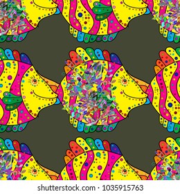 Vector. Classical embroidery tropical sea, wave, fishes, corals, seamless fashion pattern. Green, yellow and magenta. Fashionable clothes. Embroidery sea life, sea, tropical fishes seamless pattern.