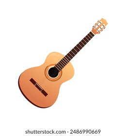 Vector classical guitar on white background