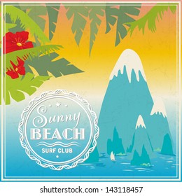vector classical tour poster trip drive classic holiday summertime earth star boat landscape palm tour isolated abstract yacht scene travel sky view clouds tropic dirt ocean blue expedition cloud shor