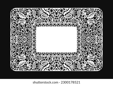 vector classical white rounded rectangle lace doilies template
