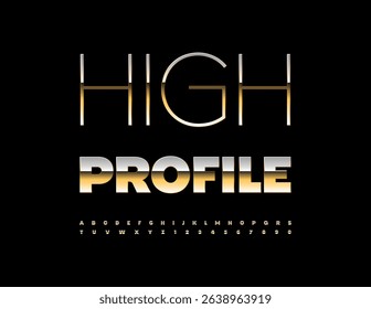 Vector Classy logotype High Profile. Luxury Gold Font. Elite Luxury Alphabet Letters and Numbers set.