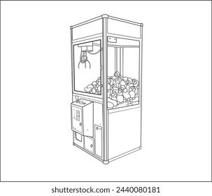 Vector claw machine black and white line art