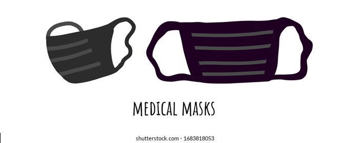 Icono de máscara negra limpia vectorial sobre fondo blanco, máscara dentista de íconos rellenos de moda de. Máscara médica para proteger contra virus y bacterias en cuarentena y epidemias pandémicas.Logo para ropa