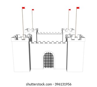 Vector clean castle on white background