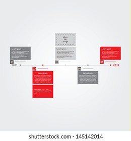 Vector Clean And Clear Time Line Template. Three Colors, Modern Minimalistic Design. Simple Layout.