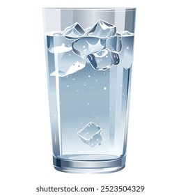 A vector of a clean, detailed glass of water, perfect for hydration-themed designs, health branding, or product packaging. Fully editable for versatile creative use