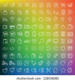 Vector clean icons set for internet store applications and web interface. Made in flat graphic style. Nice details and easily identifiable. Ideal for clean design. Useful for infographics.