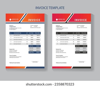 Vector clean invoice template, invoice design, Clean invoice vector template design, Corporate invoice design,