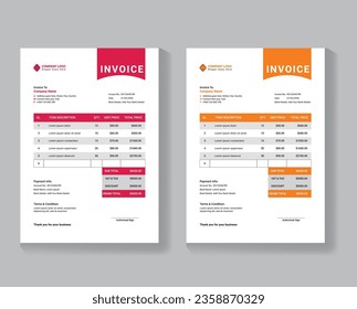 Vector clean invoice template, invoice design, Clean invoice vector template design, Corporate invoice design,