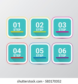 vector clean modern blue Infographic square banners set. Vector illustration can be used for workflow layout, diagram, number options, web design.