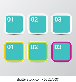 vector clean modern blue Infographic square banners set. Vector illustration can be used for workflow layout, diagram, number options, web design.