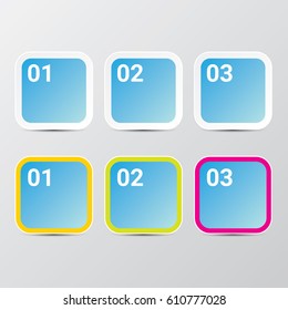 vector clean modern blue Infographic square banners set. Vector illustration can be used for workflow layout, diagram, number options, web design.